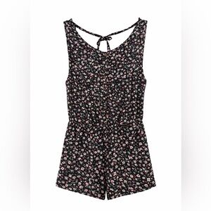Floral Black Sleeveless Romper